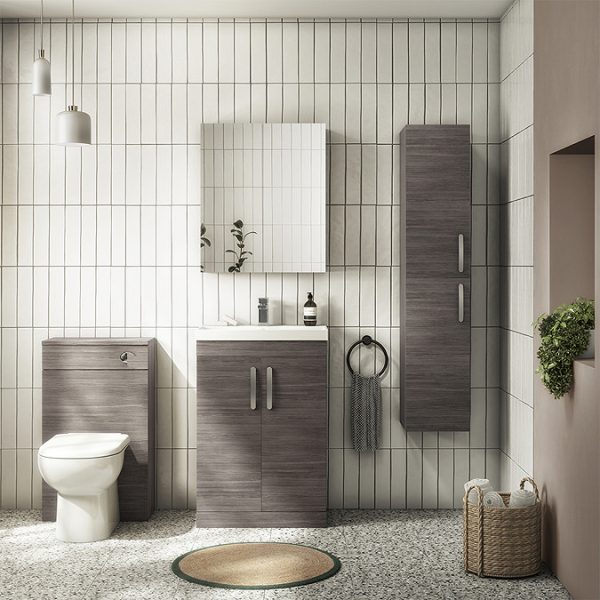Brooklyn 600mm Grey Avola Vanity Unit   Floor Standing 2 Door Unit - Image 7