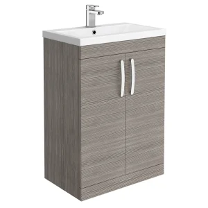 Brooklyn 600mm Grey Avola Vanity Unit   Floor Standing 2 Door Unit