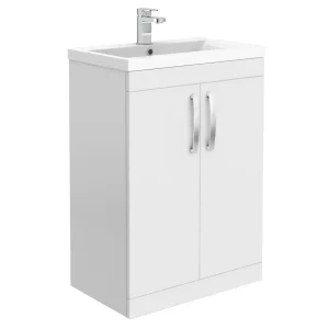Brooklyn 600mm White Gloss Vanity Unit   Floor Standing 2 Door Unit