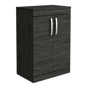 Brooklyn Floor Standing Countertop Vanity Unit   Black   605mm with Chrome Handles