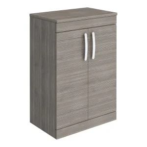 Brooklyn Floor Standing Countertop Vanity Unit   Grey Avola   605mm with Chrome Handles