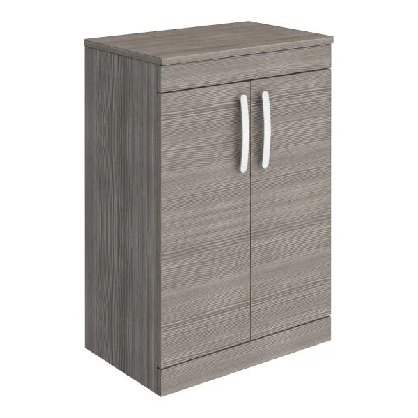 Brooklyn Floor Standing Countertop Vanity Unit   Grey Avola   605mm with Chrome Handles