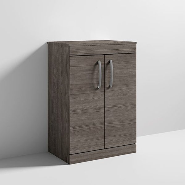 Brooklyn Floor Standing Countertop Vanity Unit   Grey Avola   605mm with Chrome Handles - Image 5