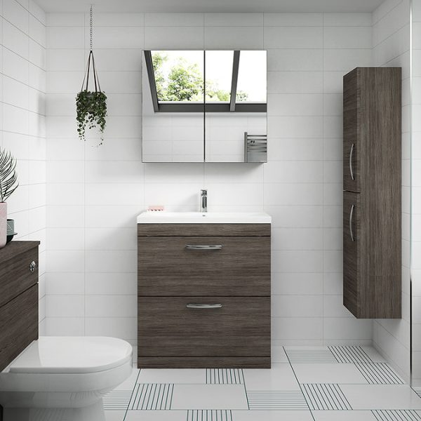 Brooklyn 800mm Grey Avola Vanity Unit   Floor Standing 2 Drawer Unit - Image 5