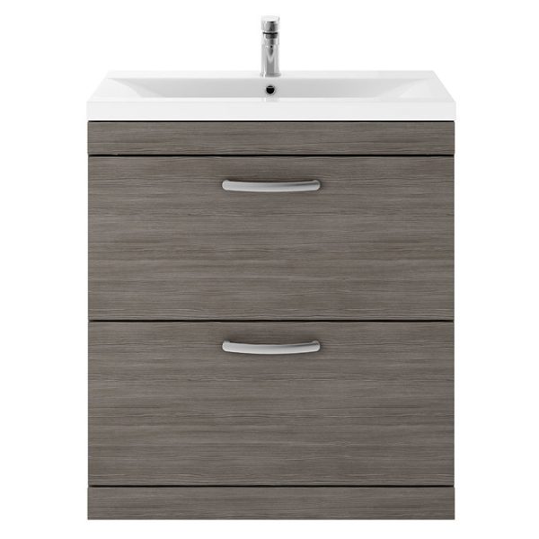 Brooklyn 800mm Grey Avola Vanity Unit   Floor Standing 2 Drawer Unit - Image 6