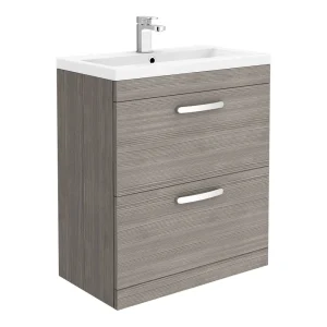 Brooklyn 800mm Grey Avola Vanity Unit   Floor Standing 2 Drawer Unit