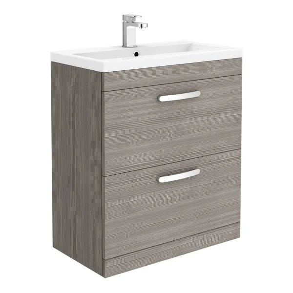Brooklyn 800mm Grey Avola Vanity Unit   Floor Standing 2 Drawer Unit