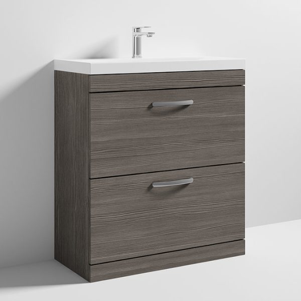 Brooklyn 800 Grey Avola Floor Standing Vanity Unit with Thin Edge Basin - Image 5