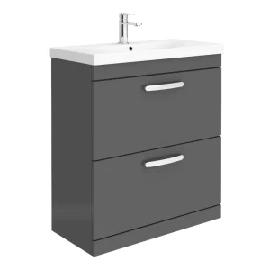 Brooklyn 800 Gloss Grey Floor Standing Vanity Unit with Thin Edge Basin