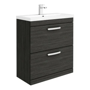 Brooklyn 800mm Black Vanity Unit   Floor Standing 2 Drawer Unit