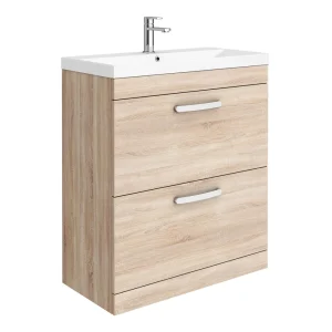 Brooklyn 800 Natural Oak Floor Standing Vanity Unit with Thin Edge Basin