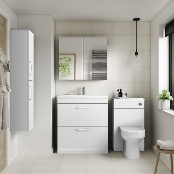Brooklyn 800mm White Gloss Vanity Unit   Floor Standing 2 Drawer Unit - Image 4
