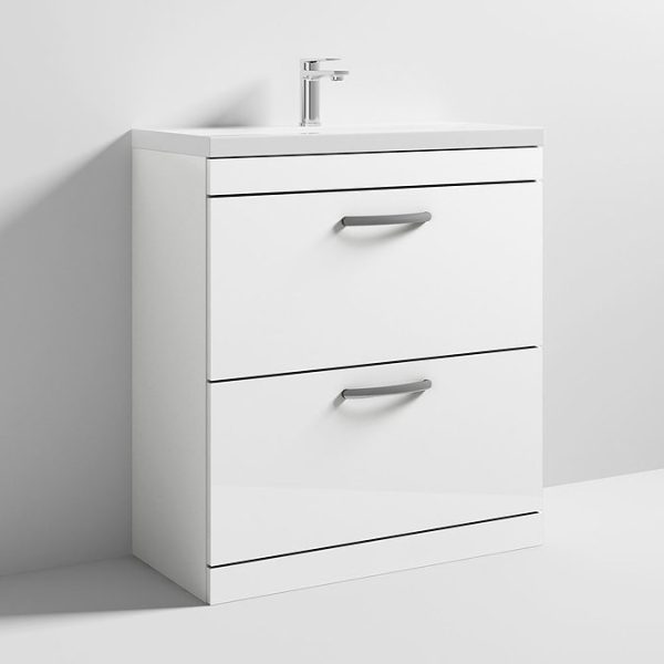 Brooklyn 800 Gloss White Floor Standing Vanity Unit with Thin Edge Basin - Image 4