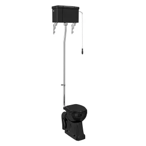 Burlington Jet Black High Level Toilet with Single Flush Ceramic Cistern