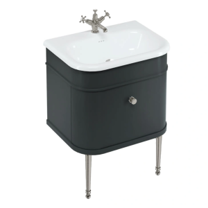 Burlington Chalfont 650mm Matt Black Single Drawer Vanity Unit with Brushed Nickel Handle