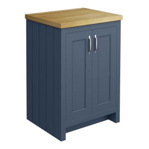 Chatsworth 545mm Traditional Blue Countertop Vanity with Beech Worktop & Chrome Handles