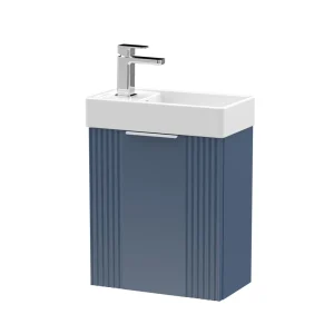 Roxbury Deco Fluted 400mm Blue Wall Hung Cloakroom Vanity Unit