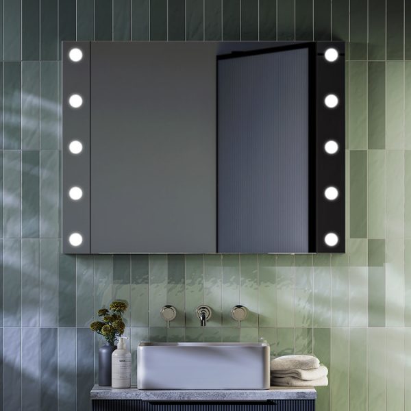 Arezzo Bulb 800 x 600mm LED Illuminated Mirror with Motion Sensor + Anti Fog - Image 4