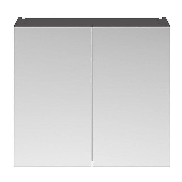 Brooklyn 800mm Gloss Grey Bathroom Mirror Cabinet   2 Door - Image 4