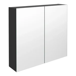Brooklyn 800mm Gloss Grey Bathroom Mirror Cabinet   2 Door
