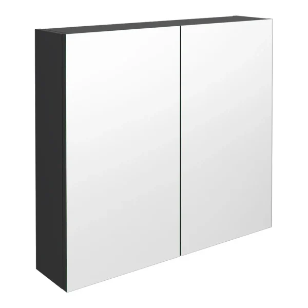Brooklyn 800mm Gloss Grey Bathroom Mirror Cabinet   2 Door