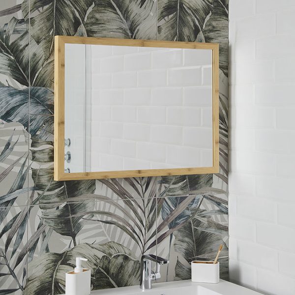 EcoDelux 600 x 800mm Bamboo Frame Rectangular Mirror - Image 3
