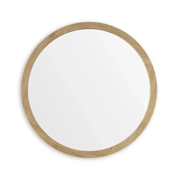 EcoDelux 800mm Bamboo Frame Round Mirror