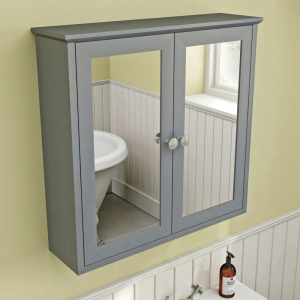 The Bath Co. Camberley 598 x 620mm Satin Grey Mirror Cabinet