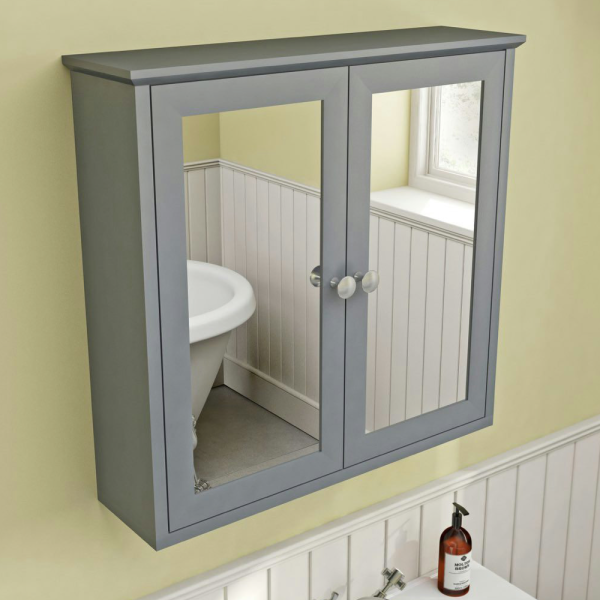 The Bath Co. Camberley 598 x 620mm Satin Grey Mirror Cabinet