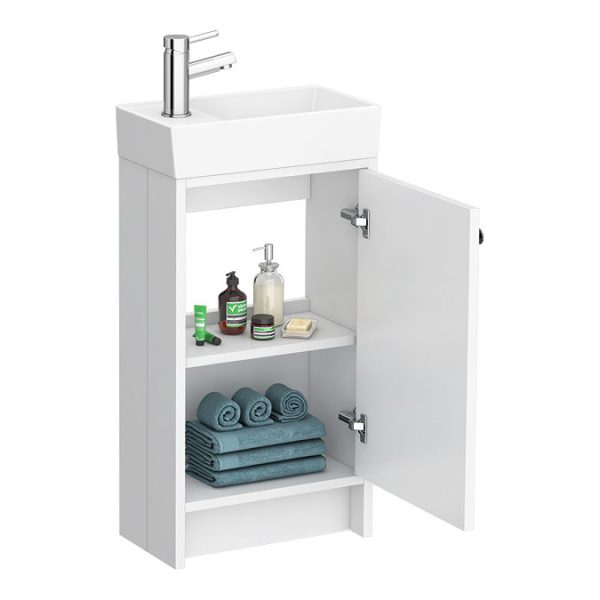 Bromley White Cloakroom Vanity Unit   400mm - Image 4