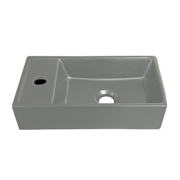 Bromley White Cloakroom Vanity Unit (incl. Grey Basin + Brushed Brass Handle) - Image 4