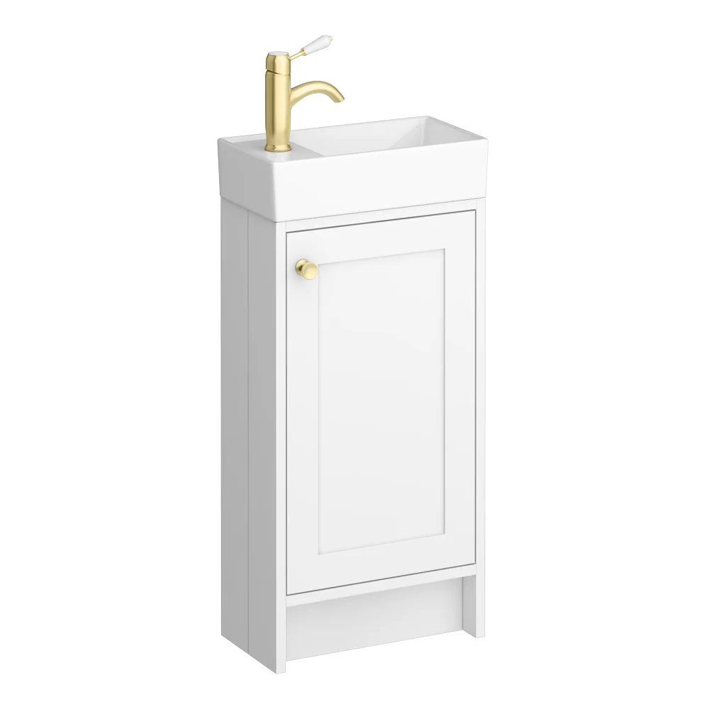Bromley White Cloakroom Vanity Unit incl. Brushed Brass Handle 400mm