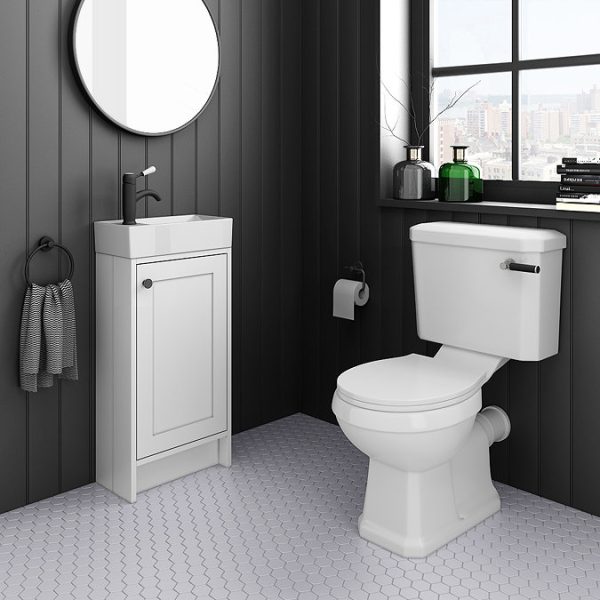 Bromley White Cloakroom Vanity Unit   400mm - Image 2