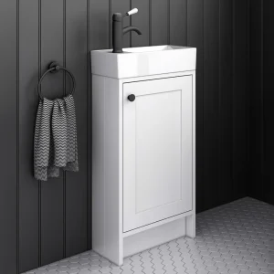 Bromley White Cloakroom Vanity Unit incl. Matt Black Handle 400mm