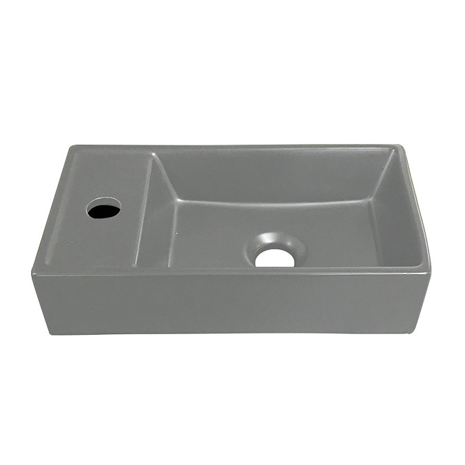 Bromley White Cloakroom Vanity Unit incl. Grey Basin & Matt Black Handle 400mm - Image 4