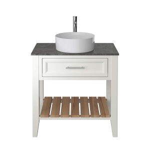Heritage Broughton 800mm Washstand Chantilly with Dark Concrete Effect Worktop & Round Basin