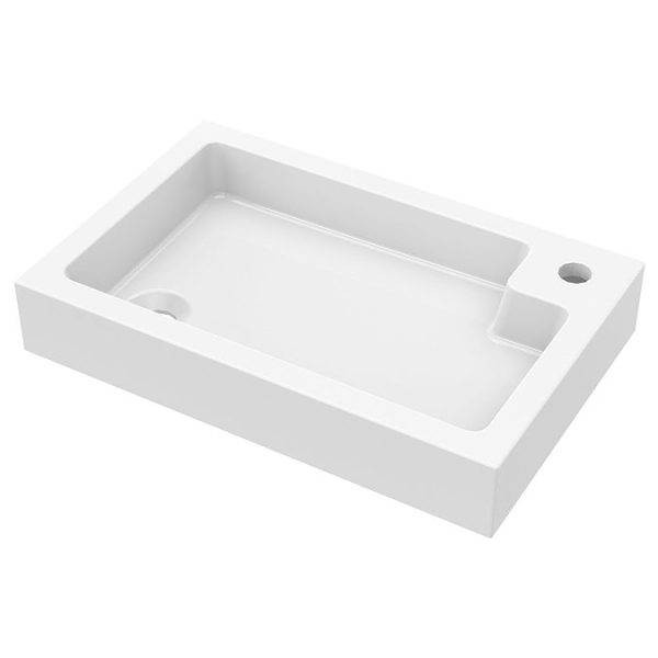 Brooklyn White Gloss Combined Two In One Wash Basin, Toilet & Brushed Brass Flush Plate (500mm wide x 300mm) - Image 4