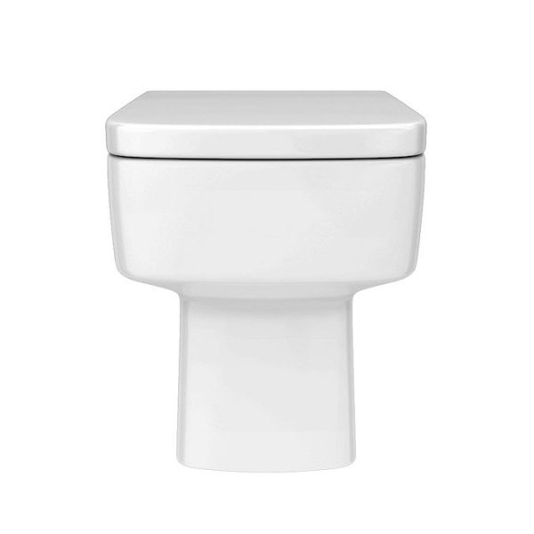 Brooklyn White Gloss Combined Two In One Wash Basin, Toilet & Brushed Brass Flush Plate (500mm wide x 300mm) - Image 2