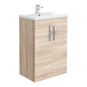 Brooklyn 600mm Natural Oak Vanity Unit   Floor Standing 2 Door Unit