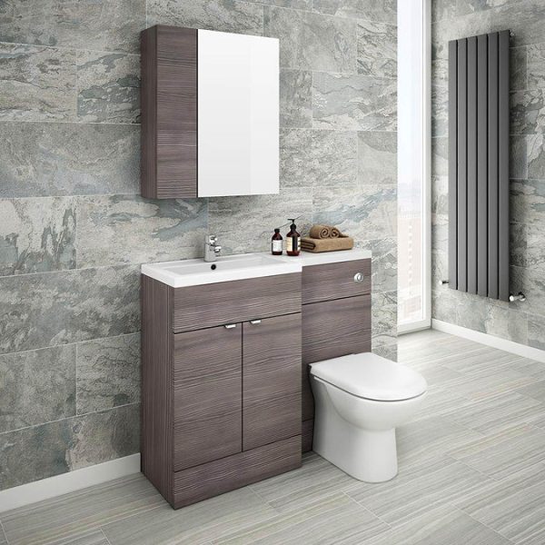 Brooklyn 600mm Bathroom Mirror & Fascia Cabinet   Grey Avola - Image 3