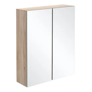 Brooklyn Natural Oak 600mm Bathroom Mirror Cabinet   2 Door