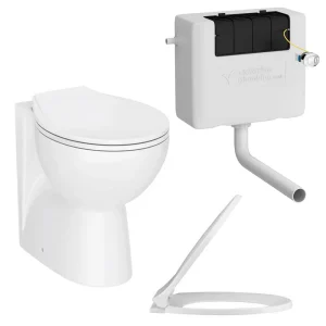 Ceramic BTW Toilet Pan with Soft Close Seat + Dual Flush Concealed Cistern
