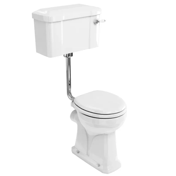 Burlington Regal Low Level WC   51cm White Ceramic Cistern   Ceramic Lever Flush