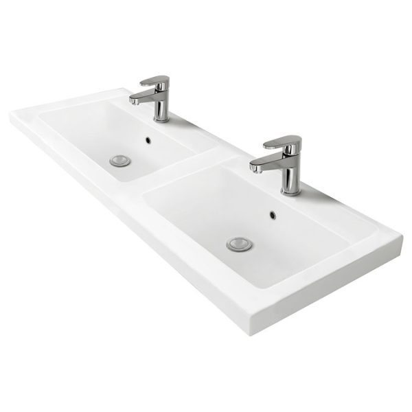 Brooklyn 1205mm Grey Avola Wall Hung 2 Drawer Double Basin Vanity Unit - Image 3