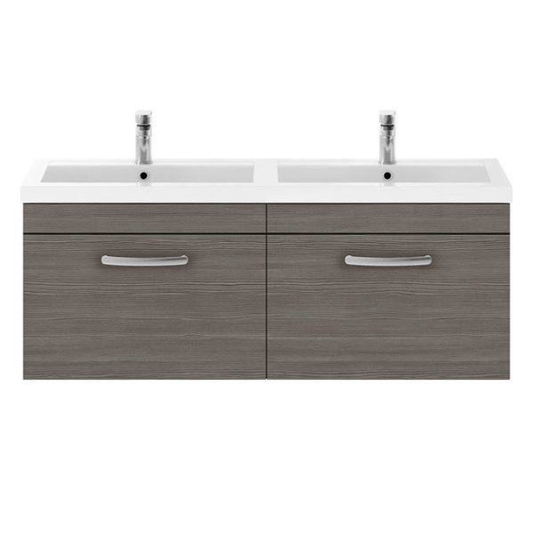 Brooklyn 1205mm Grey Avola Wall Hung 2 Drawer Double Basin Vanity Unit - Image 5