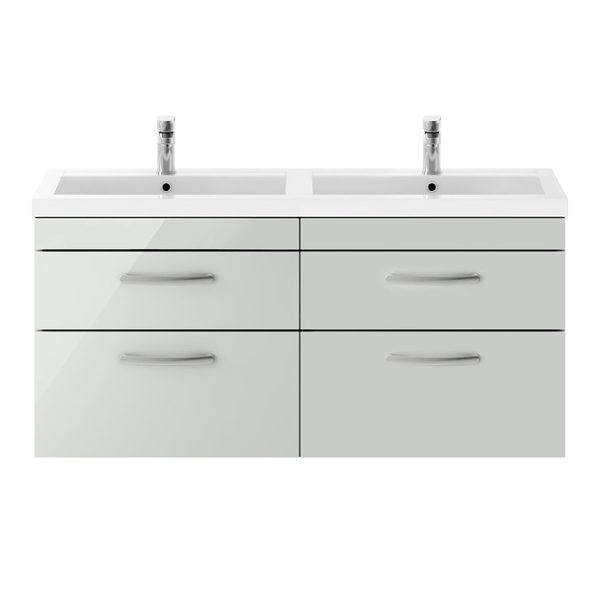 Brooklyn 1205mm Grey Mist Wall Hung 4 Drawer Double Basin Vanity Unit - Image 5