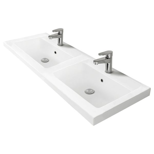 Brooklyn 1205mm Grey Mist Wall Hung 4 Drawer Double Basin Vanity Unit - Image 3