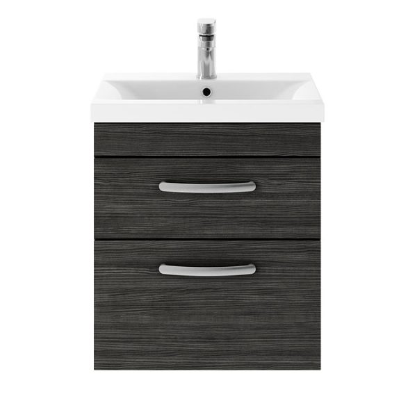 Brooklyn 500mm Black 2 Drawer Wall Hung Vanity Unit - Image 3