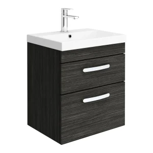 Brooklyn 500 Black Wall Hung 2 Drawer Vanity Unit with Thin Edge Basin