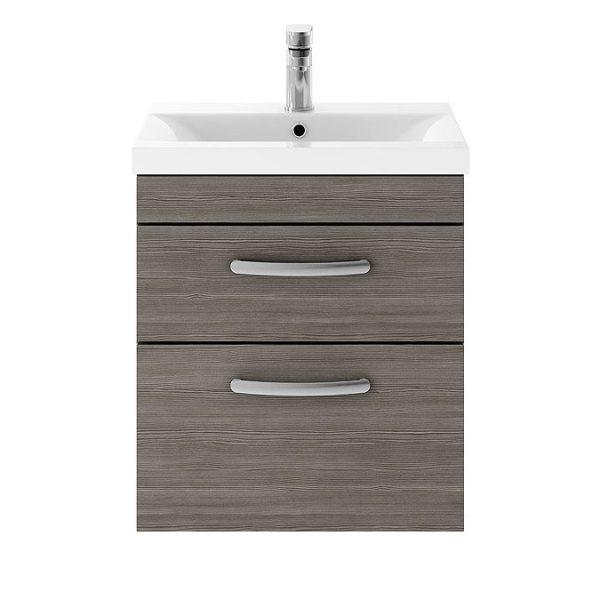 Brooklyn 500mm Grey Avola 2 Drawer Wall Hung Vanity Unit - Image 3